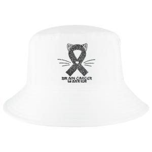 Cat Gray Ribbon Brain Cancer Awareness Warrior Cat Lover I Wear Gray Cool Comfort Performance Bucket Hat