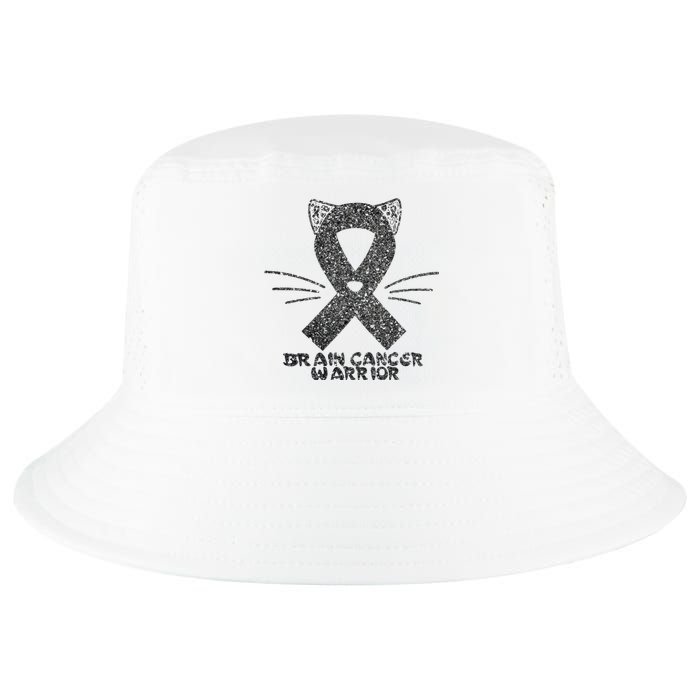 Cat Gray Ribbon Brain Cancer Awareness Warrior Cat Lover I Wear Gray Cool Comfort Performance Bucket Hat