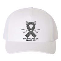 Cat Gray Ribbon Brain Cancer Awareness Warrior Cat Lover I Wear Gray Yupoong Adult 5-Panel Trucker Hat