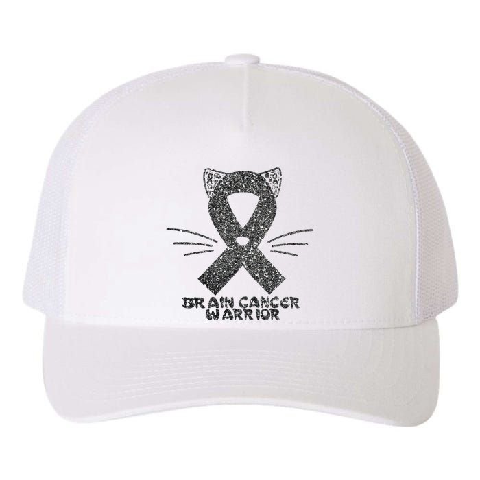 Cat Gray Ribbon Brain Cancer Awareness Warrior Cat Lover I Wear Gray Yupoong Adult 5-Panel Trucker Hat