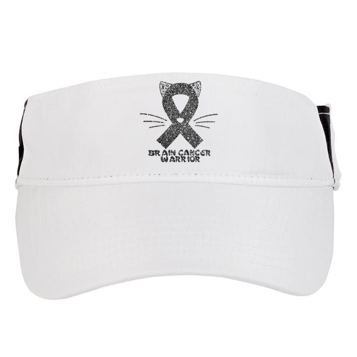 Cat Gray Ribbon Brain Cancer Awareness Warrior Cat Lover I Wear Gray Adult Drive Performance Visor