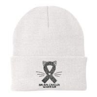 Cat Gray Ribbon Brain Cancer Awareness Warrior Cat Lover I Wear Gray Knit Cap Winter Beanie