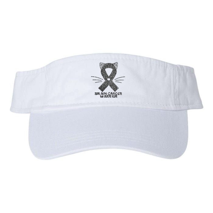 Cat Gray Ribbon Brain Cancer Awareness Warrior Cat Lover I Wear Gray Valucap Bio-Washed Visor