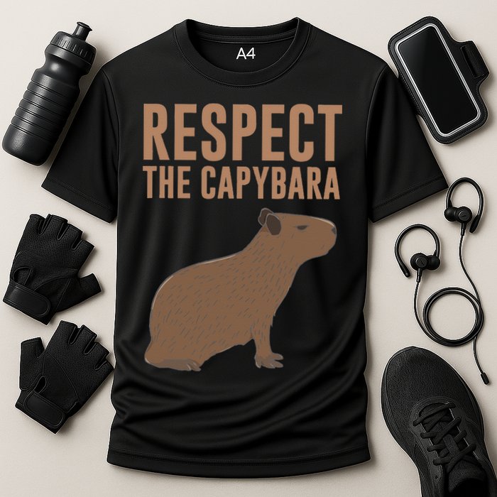 Capybara Gifts Respect The Capybara Cute Animal Cooling Performance Crew T-Shirt