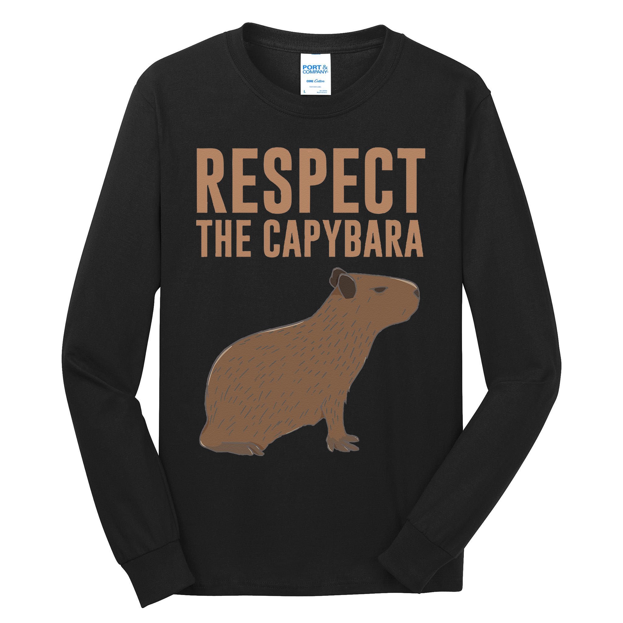 Capybara Gifts Respect The Capybara Cute Animal Tall Long Sleeve T-Shirt
