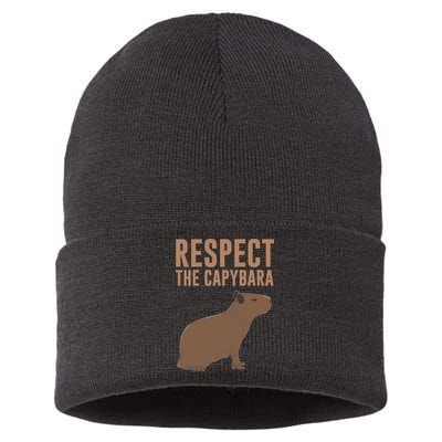 Capybara Gifts Respect The Capybara Cute Animal Sustainable Knit Beanie