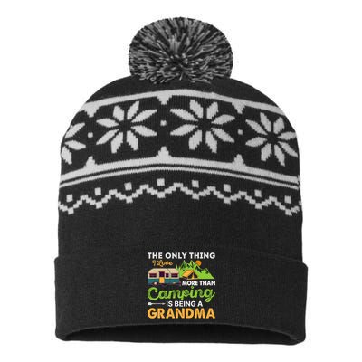 Camp Grandma Retro Vintage Outdoor Tee Wo's Camping USA-Made Snowflake Beanie