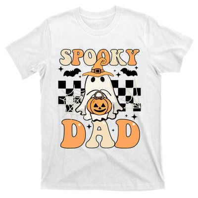 Cute Ghost Retro Spooky Season Halloween Spooky Dad T-Shirt