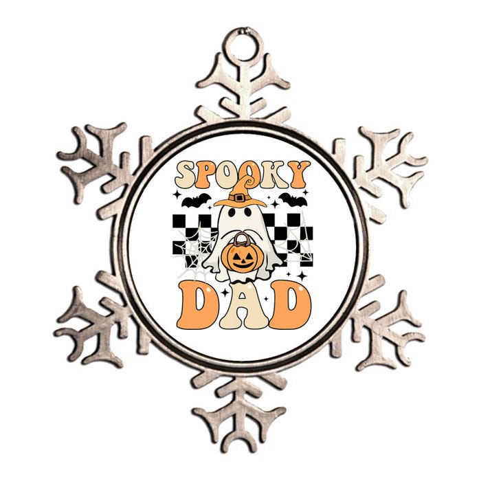 Cute Ghost Retro Spooky Season Halloween Spooky Dad Metallic Star Ornament