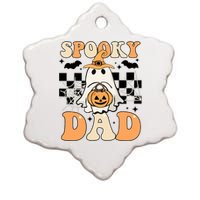 Cute Ghost Retro Spooky Season Halloween Spooky Dad Ceramic Star Ornament