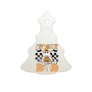 Cute Ghost Retro Spooky Season Halloween Spooky Dad Ceramic Tree Ornament