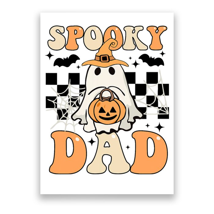 Cute Ghost Retro Spooky Season Halloween Spooky Dad Poster