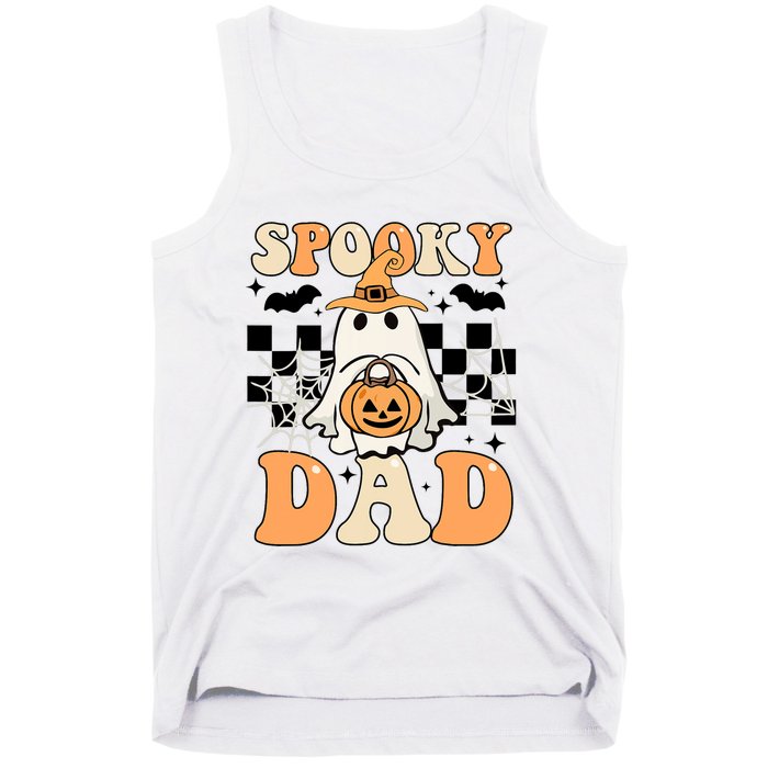 Cute Ghost Retro Spooky Season Halloween Spooky Dad Tank Top