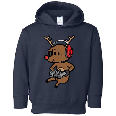 Christmas Gamer Reindeer Xmas Gaming Toddler Hoodie