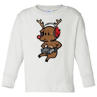 Christmas Gamer Reindeer Xmas Gaming Toddler Long Sleeve Shirt