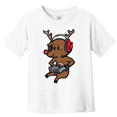 Christmas Gamer Reindeer Xmas Gaming Toddler T-Shirt