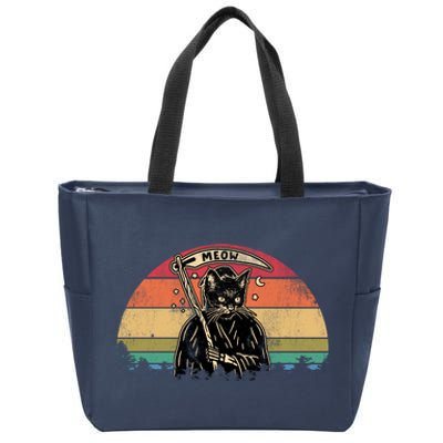 Cat Grim Reaper Vintage Zip Tote Bag