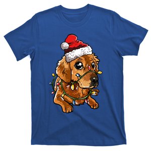 Cute Golden Retriever Santa Christmas Tree Lights Xmas Gift T-Shirt