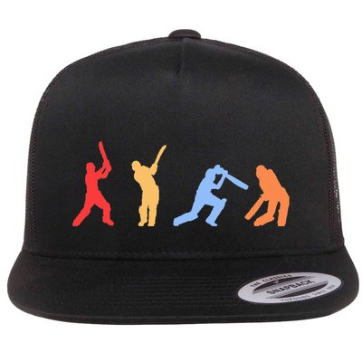 Cricket Gifts Retro Vintage Colors Cricket Players Flatbill Hat