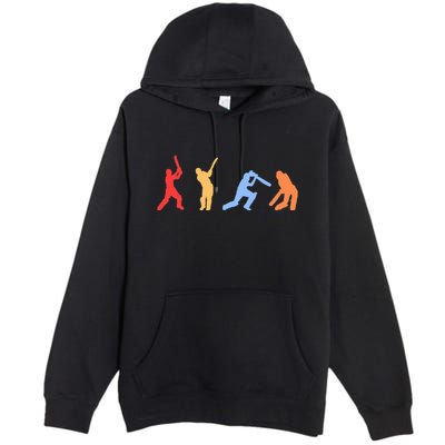 Cricket Gifts Retro Vintage Colors Cricket Players Premium Pullover Hoodie