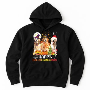 Cute Golden Retriever Happy Hallothanksmas Halloween Xmas Hoodie