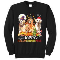 Cute Golden Retriever Happy Hallothanksmas Halloween Xmas Sweatshirt