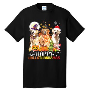 Cute Golden Retriever Happy Hallothanksmas Halloween Xmas Tall T-Shirt