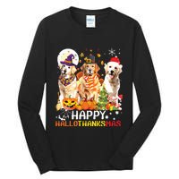 Cute Golden Retriever Happy Hallothanksmas Halloween Xmas Tall Long Sleeve T-Shirt