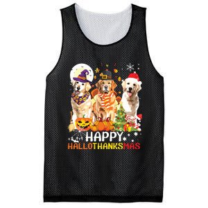 Cute Golden Retriever Happy Hallothanksmas Halloween Xmas Mesh Reversible Basketball Jersey Tank