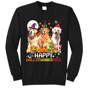 Cute Golden Retriever Happy Hallothanksmas Halloween Xmas Tall Sweatshirt