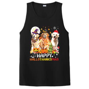 Cute Golden Retriever Happy Hallothanksmas Halloween Xmas PosiCharge Competitor Tank