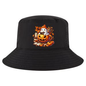 Cute Ghost Reading Book Lovers Halloween Autumn Ghost Coffee Cool Comfort Performance Bucket Hat