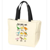 Cute God Says I Am Dinosaur Lover Funny Christian Kids Zip Tote Bag