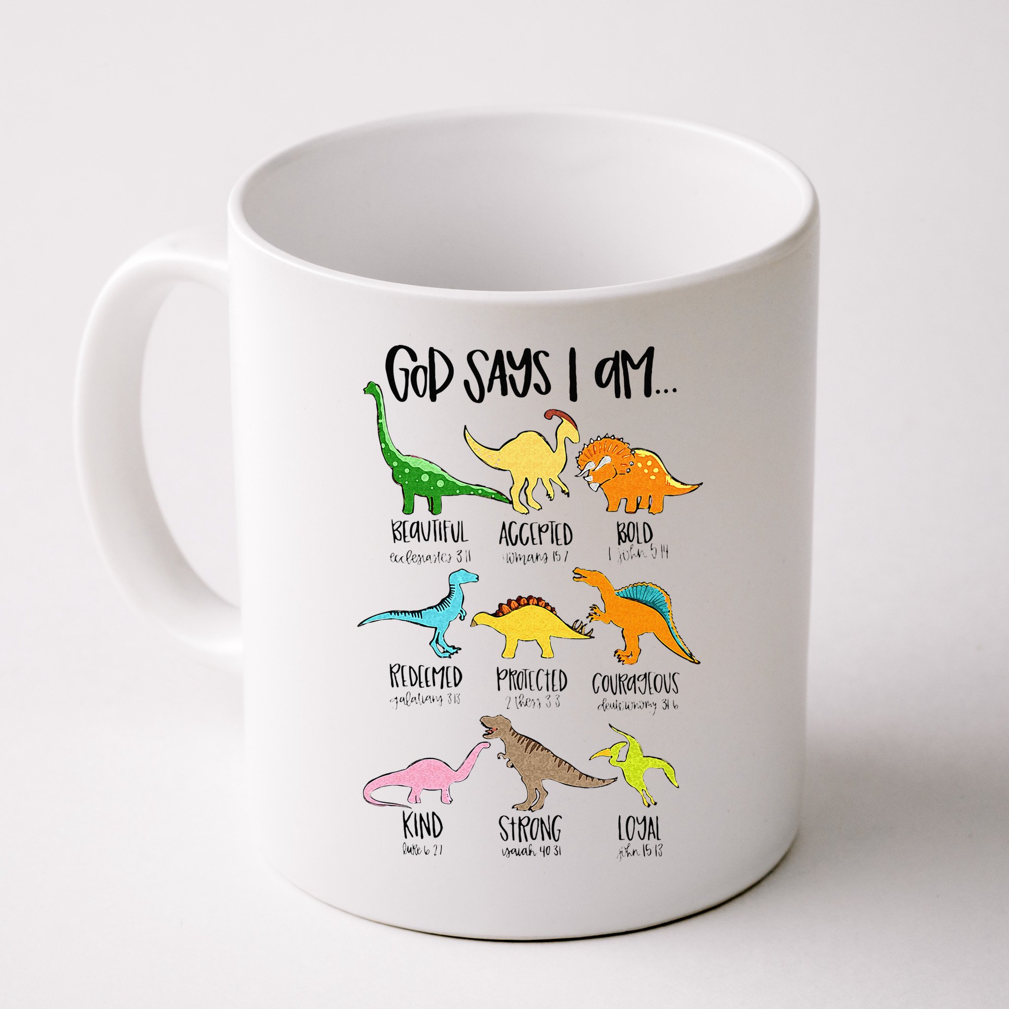 Cute God Says I Am Dinosaur Lover Funny Christian Kids Mug