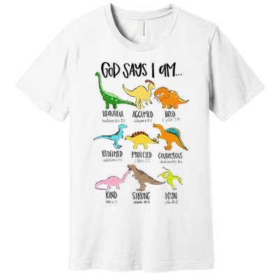Cute God Says I Am Dinosaur Lover Funny Christian Kids Premium T-Shirt