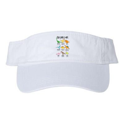 Cute God Says I Am Dinosaur Lover Funny Christian Kids Valucap Bio-Washed Visor