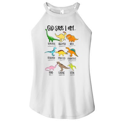 Cute God Says I Am Dinosaur Lover Funny Christian Kids Women’s Perfect Tri Rocker Tank