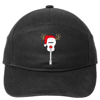 Christmas Guitar Santa Hat Reindeer Antlers For Adults T 7-Panel Snapback Hat