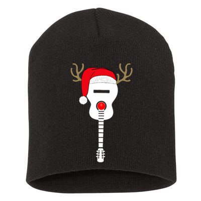 Christmas Guitar Santa Hat Reindeer Antlers For Adults T Short Acrylic Beanie