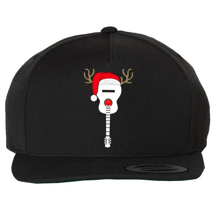 Christmas Guitar Santa Hat Reindeer Antlers For Adults T Wool Snapback Cap