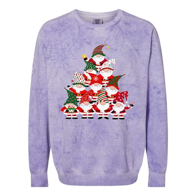 Christmas Gnome Santa Tree Holiday Funny Cute Gift Colorblast Crewneck Sweatshirt