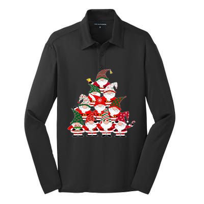 Christmas Gnome Santa Tree Holiday Funny Cute Gift Silk Touch Performance Long Sleeve Polo