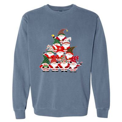 Christmas Gnome Santa Tree Holiday Funny Cute Gift Garment-Dyed Sweatshirt