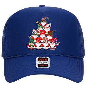 Christmas Gnome Santa Tree Holiday Funny Cute Gift High Crown Mesh Back Trucker Hat