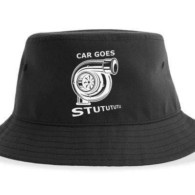 Car Goes Stutututu Car Guy Turbo Mechanic Gearhead Funny Sustainable Bucket Hat