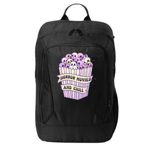 Cute Ghost Skull Popcorn Horror Movies And Chill Halloween Gift City Backpack