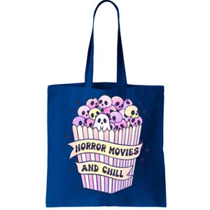 Cute Ghost Skull Popcorn Horror Movies And Chill Halloween Gift Tote Bag