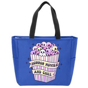 Cute Ghost Skull Popcorn Horror Movies And Chill Halloween Gift Zip Tote Bag