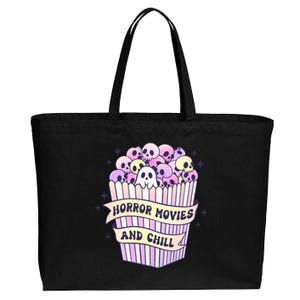 Cute Ghost Skull Popcorn Horror Movies And Chill Halloween Gift Cotton Canvas Jumbo Tote