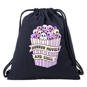 Cute Ghost Skull Popcorn Horror Movies And Chill Halloween Gift Drawstring Bag